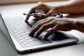 doctor hands typing on laptop computer Royalty Free Stock Photo