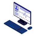 Doctor computer icon, isometric style