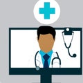 Doctor computer stethoscope vector graphics