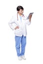 Doctor confuse look tablet pc