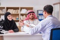 The doctor consulting arab family at hospital