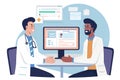 Doctor consulting with patient looking at a computer screen Royalty Free Stock Photo