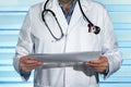 Doctor consulting patient medical reports Royalty Free Stock Photo