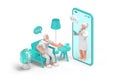 Doctor Consulting Patient Online by smartphone. Medical Internet Consultation Concept 3D rendering