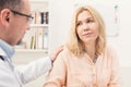 Doctor consulting woman in hospital