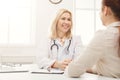 Doctor consulting woman in hospital Royalty Free Stock Photo