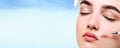 The doctor cosmetologist beautician makes the rejuvenating facial botox injections procedure for tightening and smoothing wrinkles