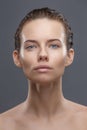 The doctor cosmetologist makes the Rejuvenating facial injections procedure for tightening and smoothing wrinkles on the Royalty Free Stock Photo