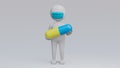 The Doctor. 3D little human character The Doctor with a Syringe. doctor attack virus ,doctor protect virus attack concept , 3D