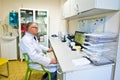 Doctor at desk in lab