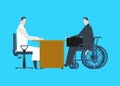 Doctor and disabled person. medical man visit and handicapped