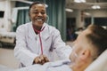 Doctor doing a checkup on a hospitalized patient Royalty Free Stock Photo