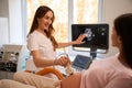 Doctor doing ultrasound sonogram procedure to pregnant woman Royalty Free Stock Photo
