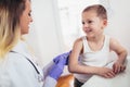 Doctor doing vaccine injection to a child