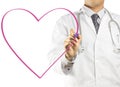 Doctor drawing a heart symbol Royalty Free Stock Photo