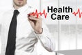 Doctor drawing heartbeat line health care Royalty Free Stock Photo