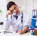 The doctor drug addict in the hospital Royalty Free Stock Photo