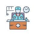 Color illustration icon for Doctor on duty, duty and doctor