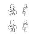 Doctor on duty line icon set.