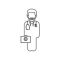 Doctor on duty line icon.