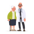 Doctor and an elderly patient. Grandmother and medical worker. C