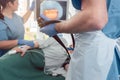 Doctor during endoscopy checking picture of mouth on screen Royalty Free Stock Photo