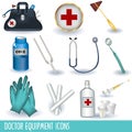 Doctor equipment icons