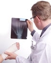 Doctor exam one X-ray picture of sprained Hand Royalty Free Stock Photo