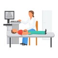 Doctor examine childs health by ultrasound, vector illustration. Medical treatment, scan cartoon patient, sonography