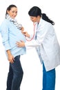 Doctor examine pregnant woman belly