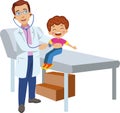 Doctor examines sick cute child