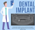 Doctor examines x-ray with healthy teeth and dental implant. Radiologist diagnoses human jaw Royalty Free Stock Photo