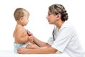 Doctor examining baby on white background Royalty Free Stock Photo