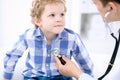 Doctor examining a child patient by stethoscope Royalty Free Stock Photo