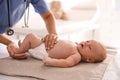 Doctor examining cute baby in clinic. Health care Royalty Free Stock Photo