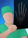 Doctor examining a hand xray