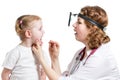 Doctor examining kid girl isolated Royalty Free Stock Photo