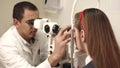 Doctor examining patient`s eyes