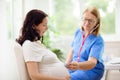 Doctor examining pregnant woman. Pregnancy check Royalty Free Stock Photo