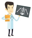 Doctor examining radiograph vector illustration.