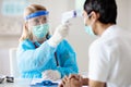 Coronavirus outbreak. Doctor and covid-19 patient Royalty Free Stock Photo