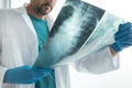 Doctor examining x-ray of the human spine Royalty Free Stock Photo