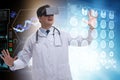 The doctor examining x-ray images using virtual reality glasses Royalty Free Stock Photo