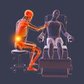 A doctor experiencing back pain, 3D illustration