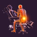 A doctor experiencing back pain, 3D illustration