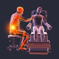 A doctor experiencing back pain, 3D illustration