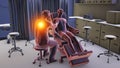 A doctor experiencing back pain, 3D illustration