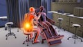 A doctor experiencing back pain, 3D illustration