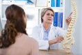 Doctor explaining anatomical spine to patient Royalty Free Stock Photo