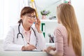 Doctor explaining diagnosis to her female patient Royalty Free Stock Photo